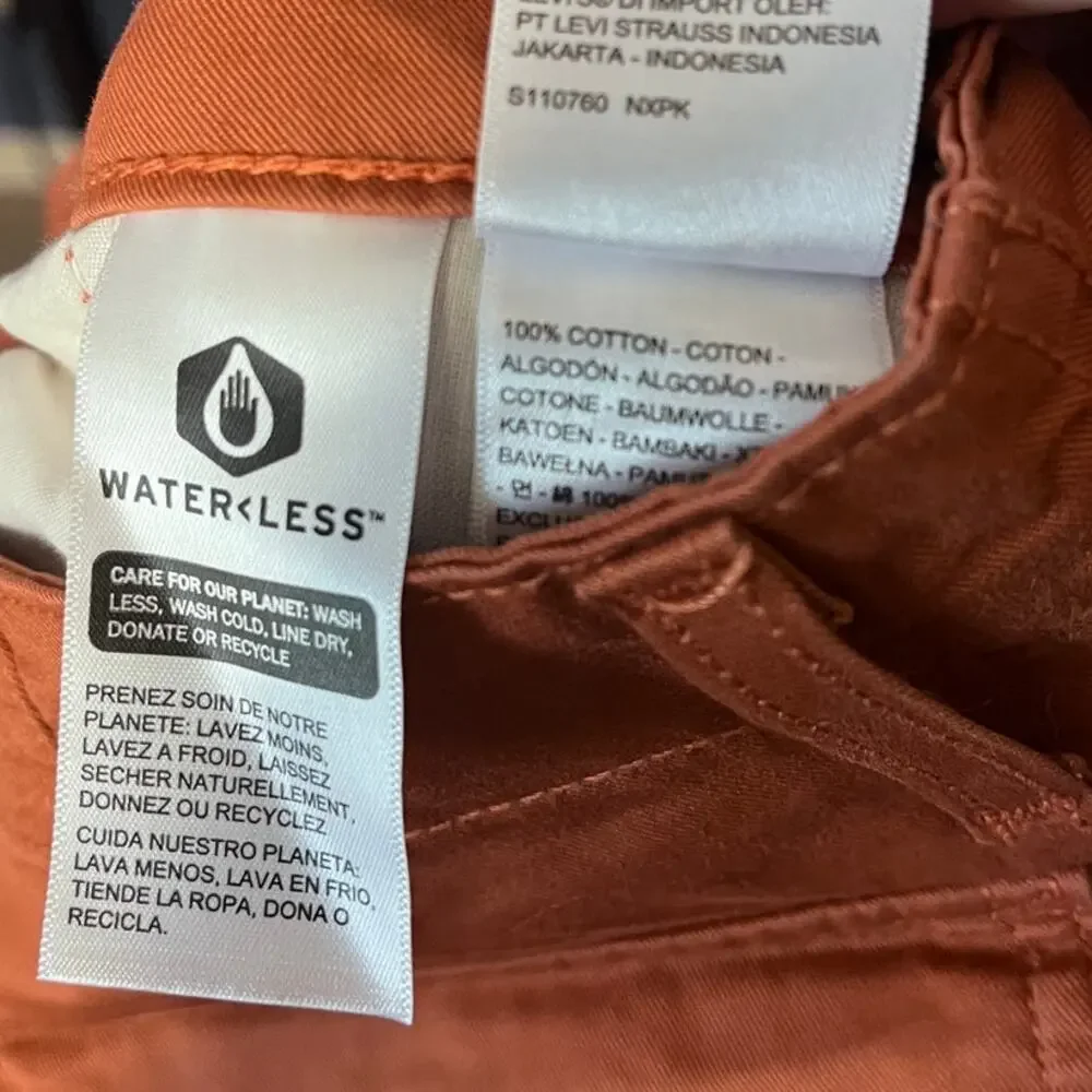 Levi’s 94 Baggy Cargo Pants Orange Wide Leg Utility Pants Tie Cuff Size 27 NWOT - Picture 8 of 8